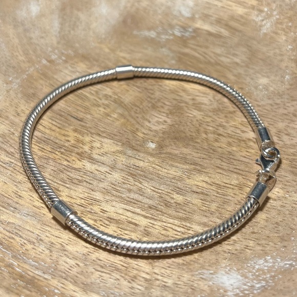 Charm Snake Chain 925 Sterling Silver Italy Bracelet - Picture 5 of 10